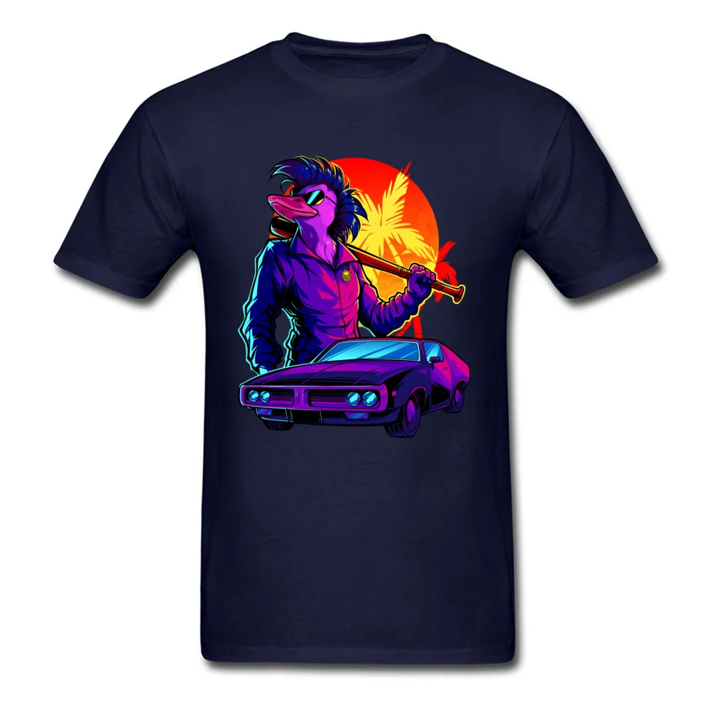 Miami Duck Normal Tops & Tees Short Sleeve for Men Pure Cotton Summer Autumn Crewneck T-shirts Unique Tee Shirt Dominant Miami Duck navy