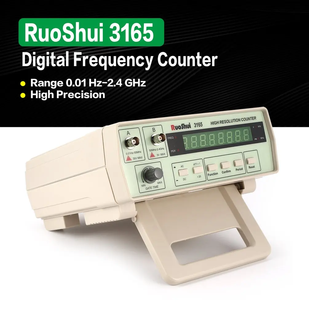 

RuoShui 3165 Digital High Precision Radio Frequency Counter Testing Meter 0.01Hz - 2.4GHz Frequency Monitor Counter Tester