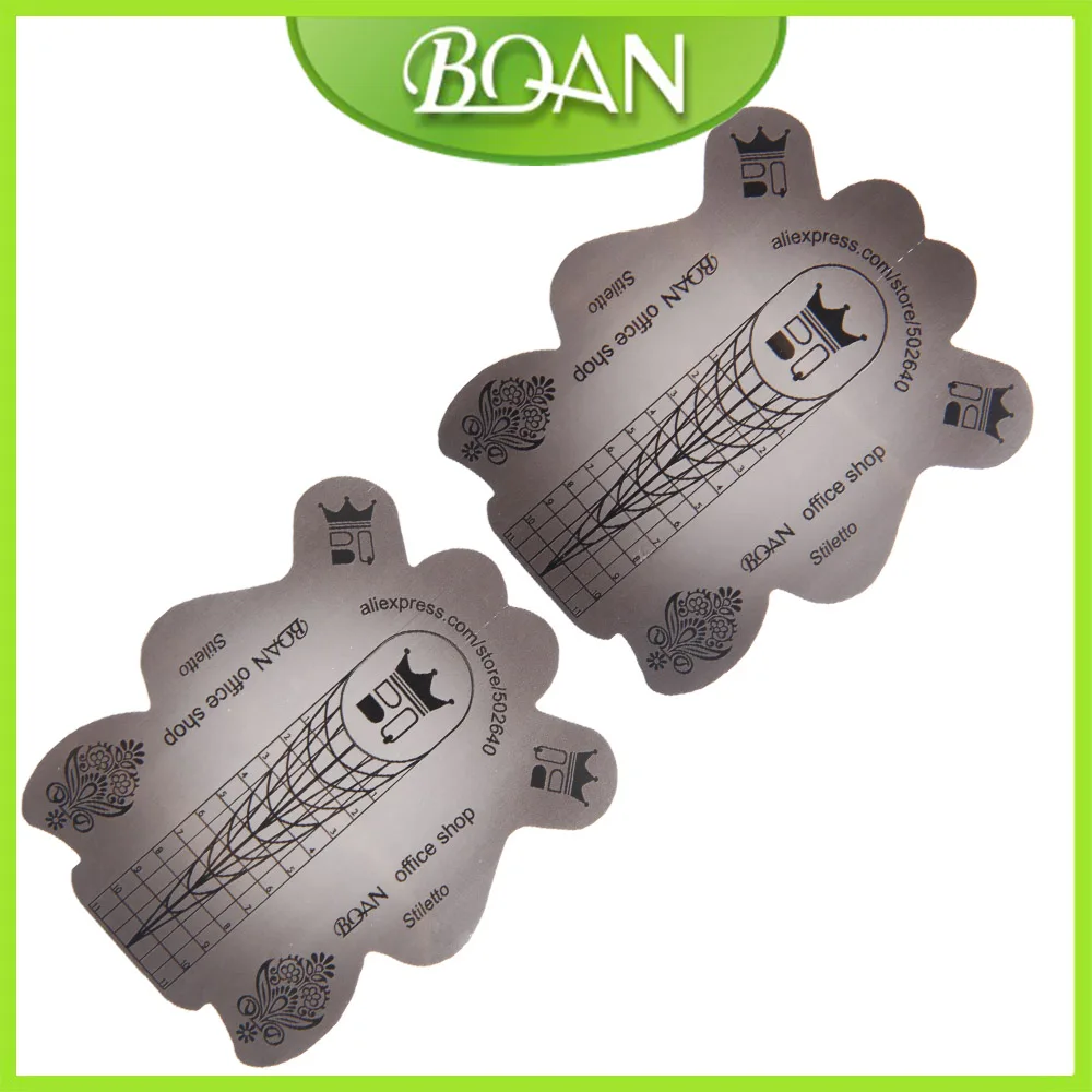 

BQAN 500Pcs/Set Gray Nail Form Guide Gel Nail Tip Extension Polish Styling Tools Curl Forms for Nails Care DIY Guide Tool