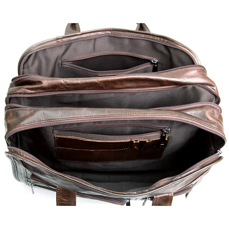 Уникальный дизайн, натуральная винтажная кожа, мужской портфель, три элемента, Мужская многофункциональная сумка-мессенджер 7093C