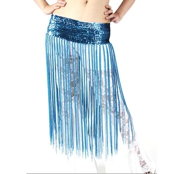 

Dancing Cosplay Solid Fringe Skirt Scarf Belly Oriental Hip Costume Sequins Tracksuit Dance Tassel Wrap