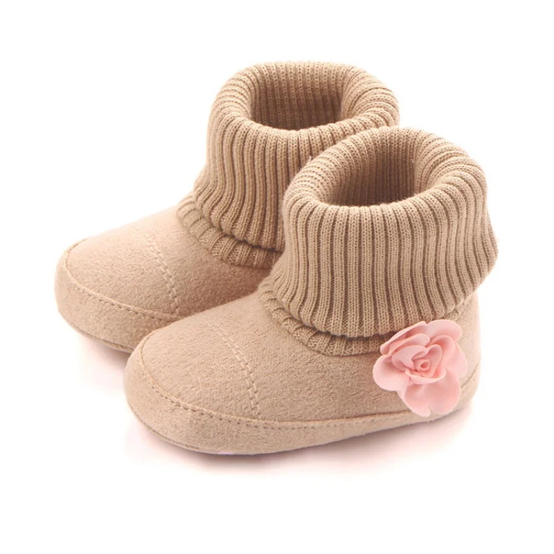 Милые теплые ботинки с цветочным принтом для новорожденных; сезон осень-зима - Цвет: K