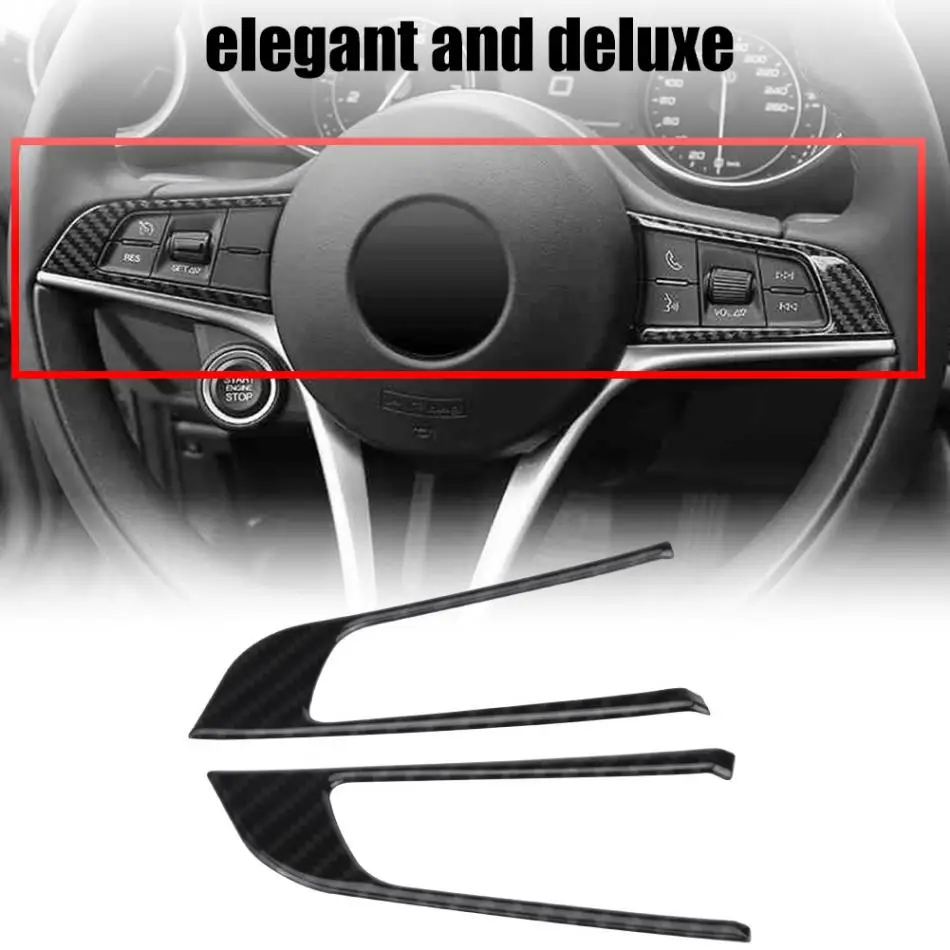 2 шт. салона рулевое колесо и Пуговицы декоративные покрытия отделкой из углеродного волокна для Alfa Romeo стельвио Giulia