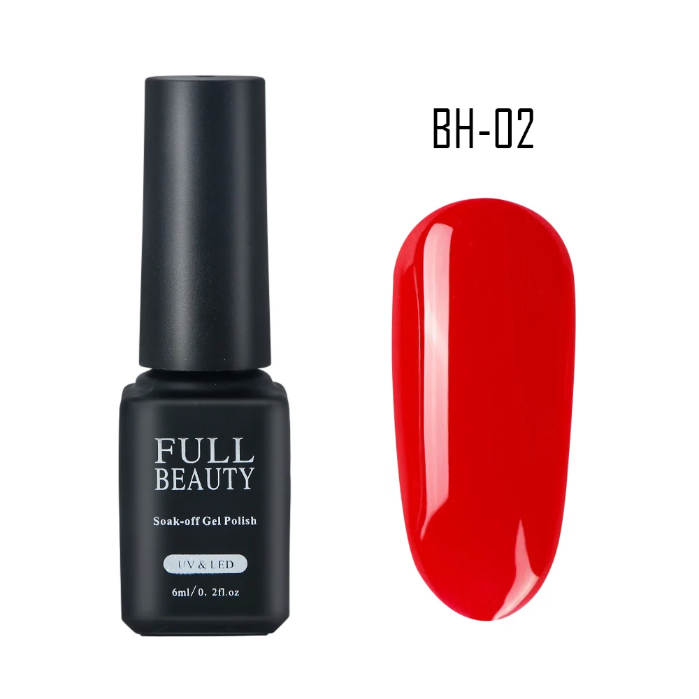 Gel Varnish 6ML UV Gel Nail Polish Soak off Red Black Colorful Primer Lacquer Manicure Base Top Coat Semi Permanent SA981 - Color: BH-02