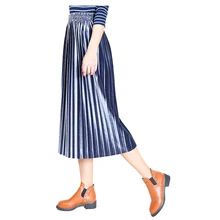 Panjoiner осенне-зимняя уплотненная секция Для женщин юбка с завышенной талией Твердые Плиссированные Юбки миди Винтаж Для женщин s Saias миди Faldas S010