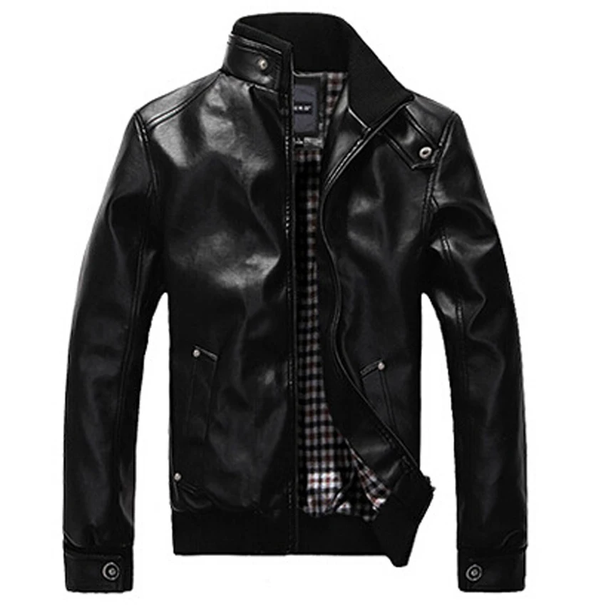 2016 Winter Man Leather clothing Fashion Pu Clothing Stand Collar With Plush Men Jacket Thicken Coat