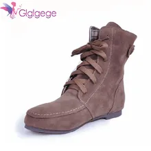 Glglgege/зимние короткие женские ботинки на шнуровке на плоской подошве зеленая обувь теплая обувь на плоской подошве женская обувь большого размера