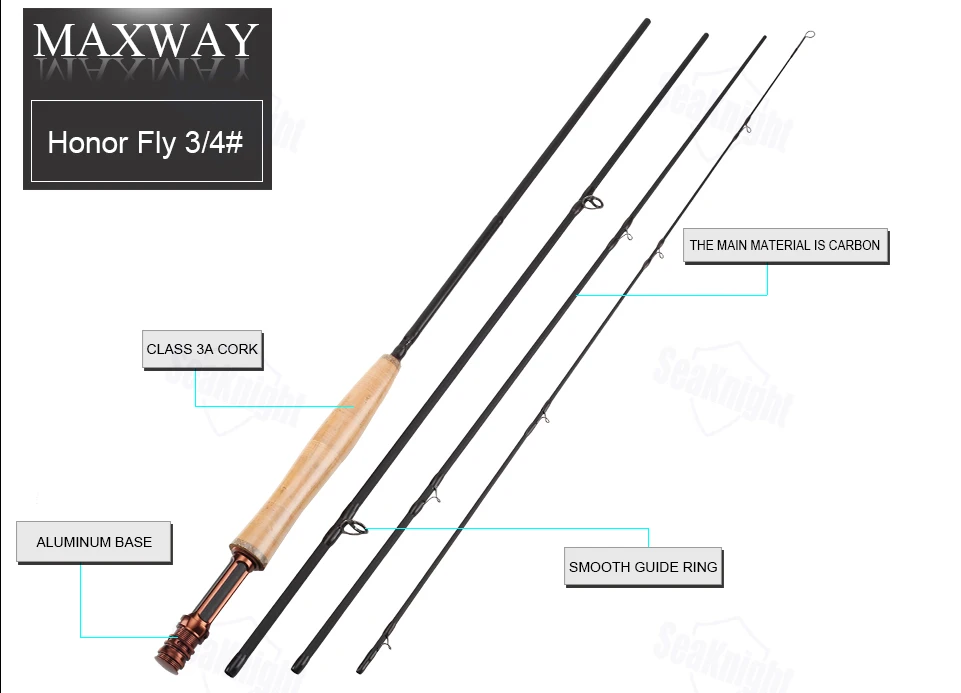 Grau de Carbono Vara de Pesca com Mosca Leve de Fibra de Carbono Vara de Pesca Seaknight Seções 2.4 m Alta 86 Desmontável Super g Top 3 - 4 9 Varas de pescar