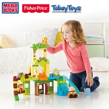 Fisher Price Mega Bloks качели и слайд сафари строительные блоки игрушка Bloque De Edificio детские забавные игрушки DPJ58