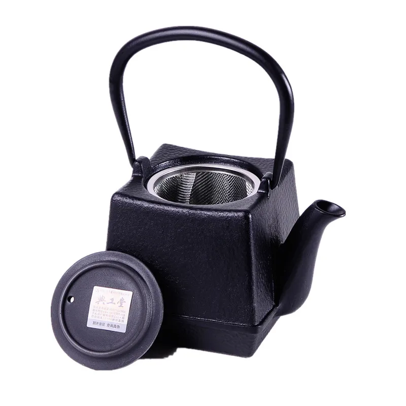

750ml Square Cast Iron Tea pot Set Japanese Teapot Kettle With Metal Net Filter 750ML Kung Fu Tea Infusers Authentic