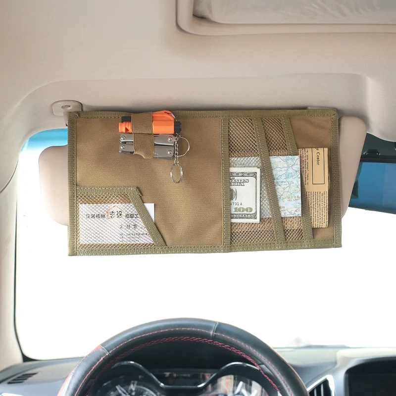 Открытый PU автомобиль солнцезащитный козырек сумка для хранения в автомобиле очки билет документы папка мобильный телефон