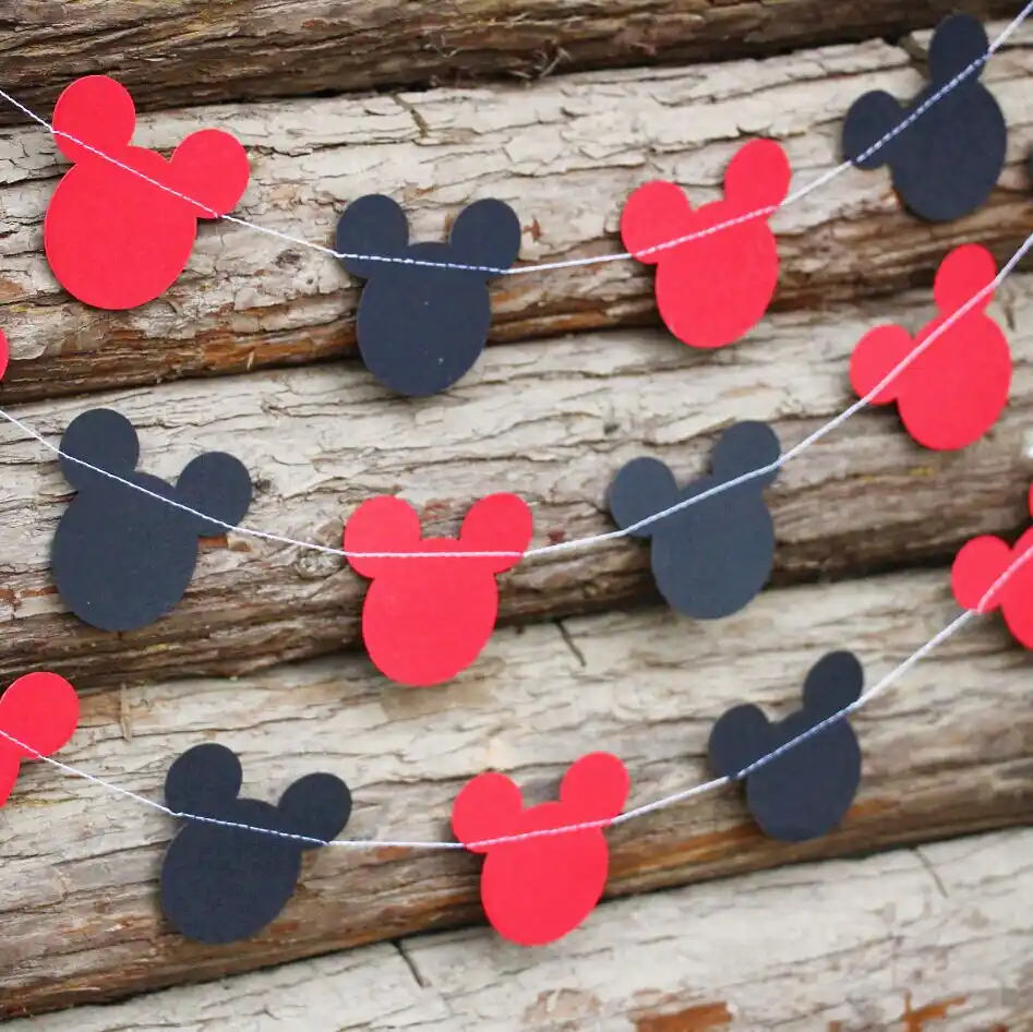 5pcs Mickey Mouse Garland Birthday Decor Red Black Baby Shower Decor Decorative Decorative Decoration Baby Showerdecoration Birthday Aliexpress