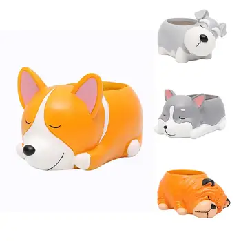 

Cartoon Dogs Desktop Succulent Plants Flower Pot Home Garden Landscape Decor