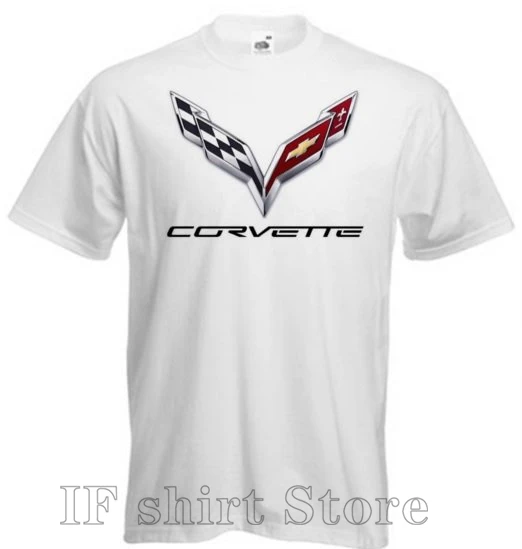 Corvette C7 Заказная печать белая футболка мужская размер S M L XL 2XL 3XL 4XL T-147 100% хлопок