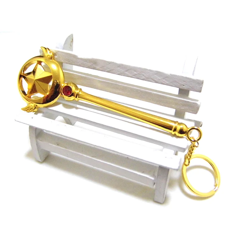 

Card Captor Sakura Cosplay Anime Wands With Magic Stick Wings Metal Keyring Accessories Cartoon Pendant for Gift or Collection
