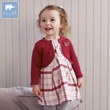 

DB5517 dave bella baby Princess girl Birthday dress plaid Children Clothes Infant Designs GIRL'S Vestido