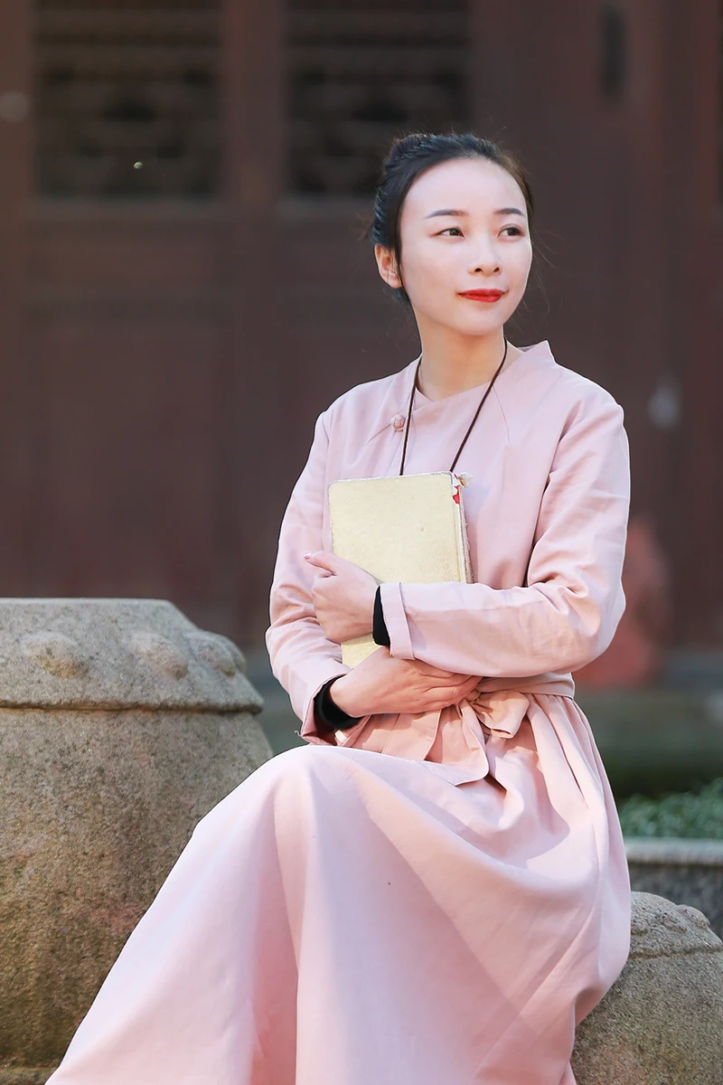 LZJN Women 2019 New Spring Autumn Dress Bow Tie Elegant Long Sleeve Cotton Vintage Maxi Dresses Chic Robe Casual Vestidos Mujer (25)