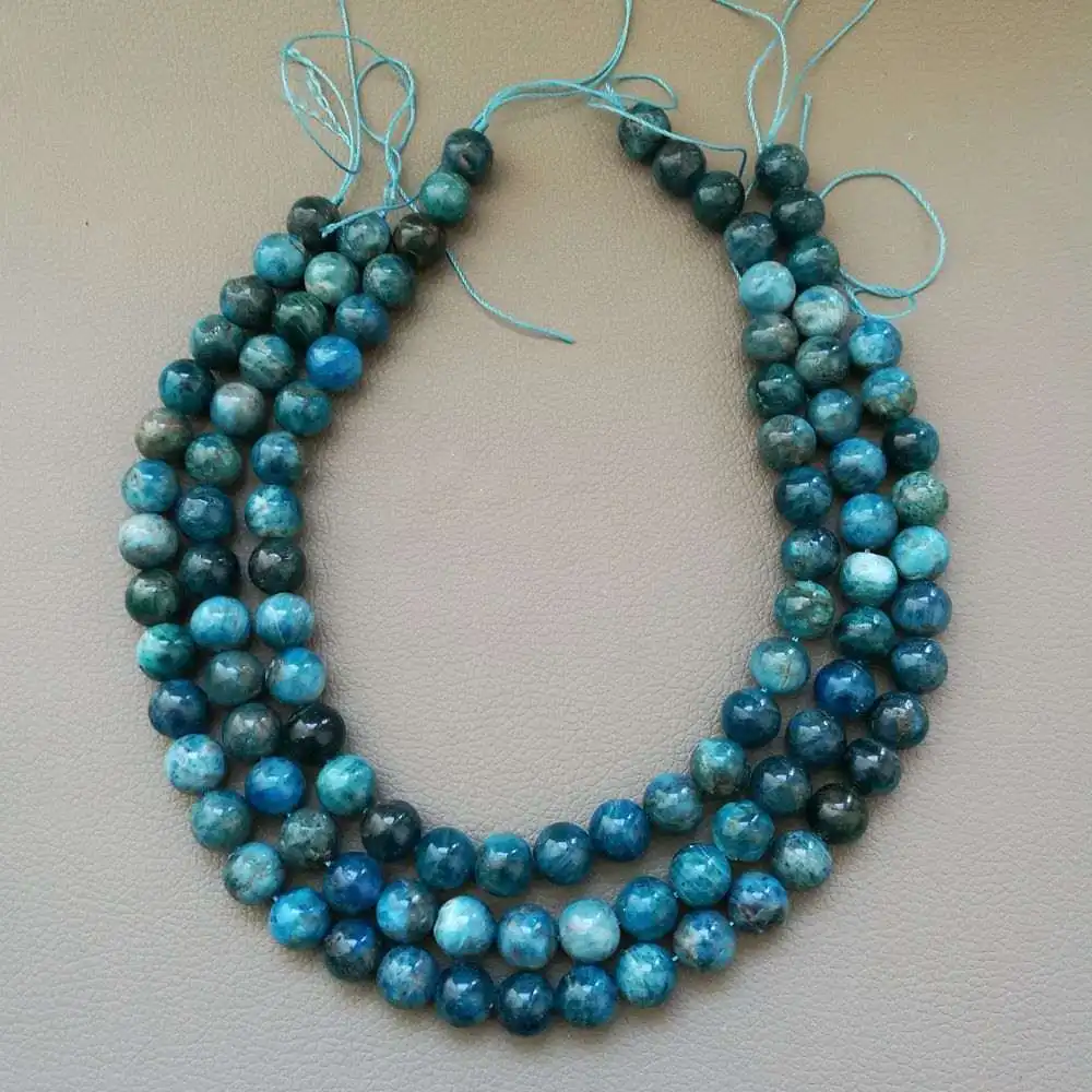 

8SE11203 12mm Natural Blue Apatite Smooth Round Loose Beads 15.5" Strand