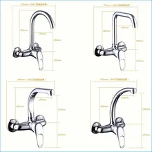 Настенный поворотный кухонный кран, с одной ручкой, 2 отверстия, кран для раковины, горячая и холодная вода, латунный смеситель, J14772