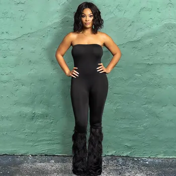 

2019 Sexy Tassels Jumpsuit Rompers Sleeveless Stretch Bodysuit Nightclub Outfits