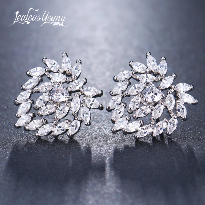 

2018 Marquise Crystal Stud Earrings With Hallow Drop Water Zircon Studs Ear Brand Design brinco Indian Jewelry bijoux E594