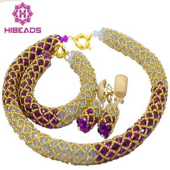 

2017 Popular Purple Lilac African Wedding Beads Crystal Necklace Jewelry Set Bridal Jewelry Set Free Shipping AIJ479