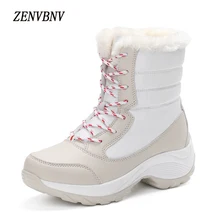ZENVBNV Hot Sale Casual Shoes Women Boots Solid Slip-On Soft Women Snow Boots Round Toe Flat with Winter Fur Ankle Boots