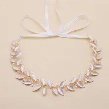 Jonnafe Свадебный венок жемчуг свадебные украшения для волос золотой лист женский головной убор аксессуары