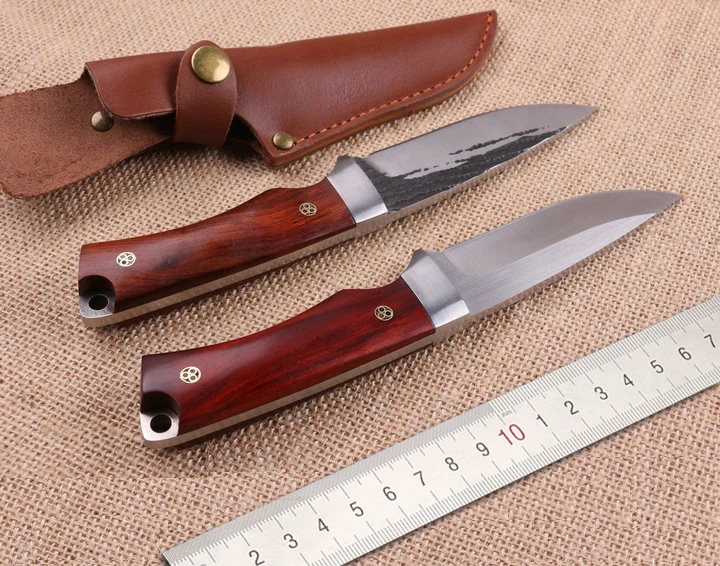 Ручной работы 440C стали охотничий Ножи выживания Ножи Фиксированным Лезвием Тактический Ножи деревянной ручкой