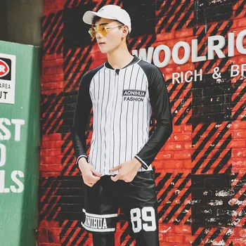 

Men Swimsuit Long Sleeve 2019 Three Pieces Suit Plus Size Swimwear Man Spots Bathing Suit Male Rushguard Beachwear Summer