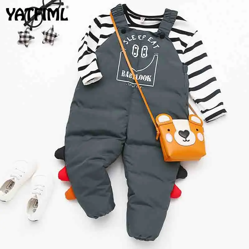 YATFIML/Детские зимние комбинезоны; детский хлопковый комбинезон для маленьких девочек и мальчиков; Детский комбинезон; плотные теплые штаны для малышей; bebe - Цвет: grey