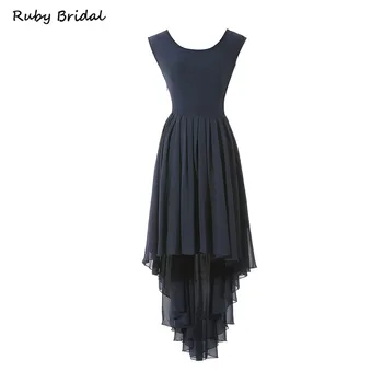 

Ruby Bridal 2017 Vintage Long A-line Short Cocktail Dresses Princess Navy Blue Chiffon Sexy Cheap Homecoming Dresses P1217