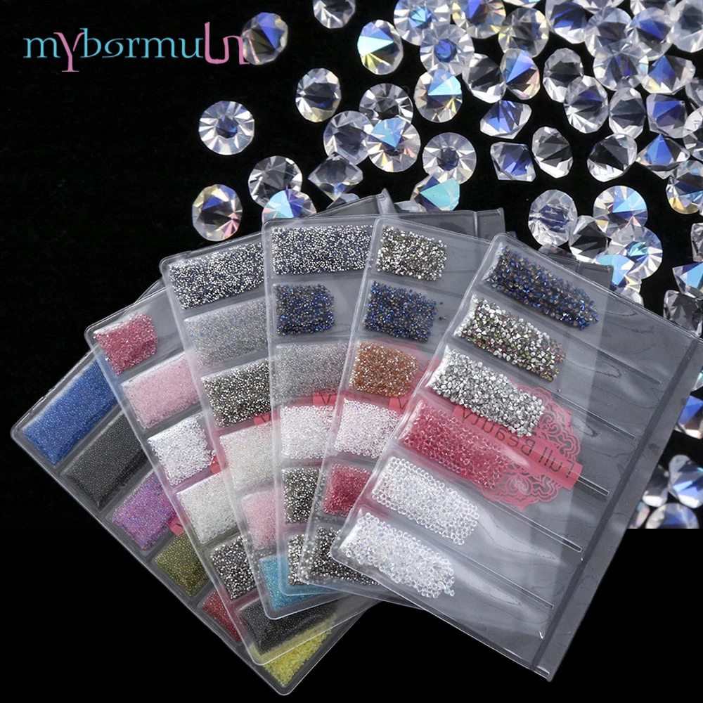 

MYBORMULA 1 Pack Micro Bead Crystal Tiny Rhinestones Mini Caviar Beads Mixed Caviar Diamond Zircon Gems Manicure Nail Accessory