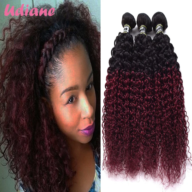 Brazilian Curly Virgin Hair 3pcs Brazilian Ombre Hair Extensions 1b 