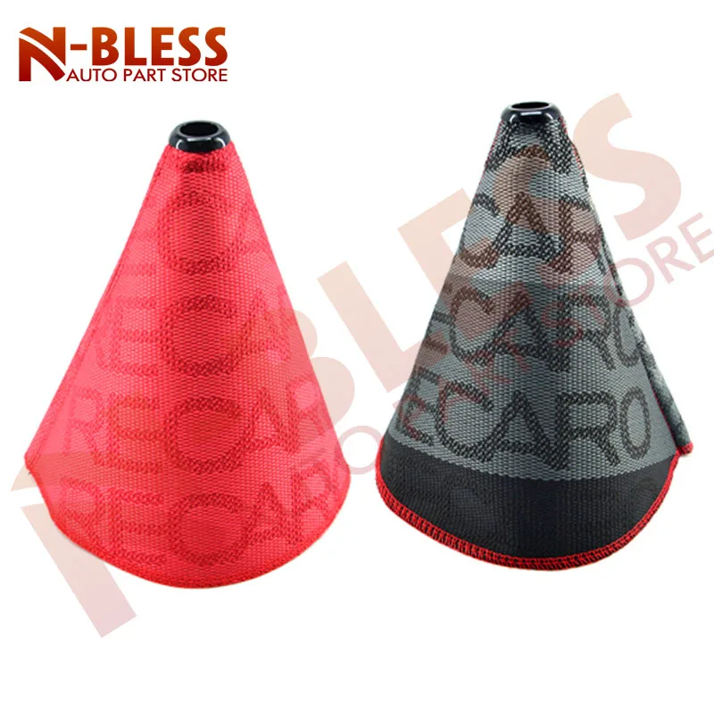 

Universal Car Gear Shift Collars for JDM Recaro Gear Stick Shift Shifter Knob with 4 Red Seams Gearstick Gaiter Boot Dust Cover