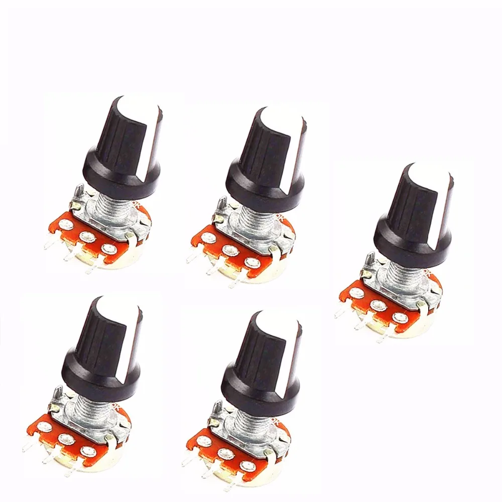 

5Pcs Linear Rotary Taper Potentiometer Pot 10K OHM Linear Mono Stereo Pot Rotary 15mm Resistor Potentiometer & Knobs