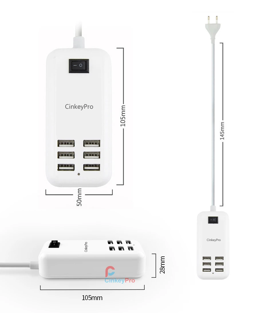 CinkeyPro ЕС Plug 6 портов несколько настенных USB зарядное устройство 15 Вт 3A смарт-адаптер мобильный телефон планшет зарядное устройство для iPhone iPad