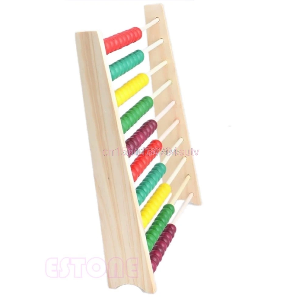 Деревянный 10-строк Abacus подсчета разноцветными бусинами математика обучения Развивающие Kid Игрушка # H055