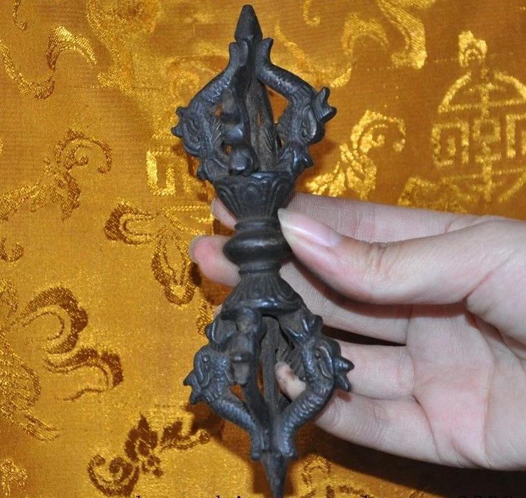 5 &quotСтарый тибетский буддизм Бронзовая голова дракона Phurpa Dorje Pestle Vajra FaQi|Статуи и