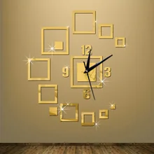 Квадратные 3D DIY цифровые настенные часы современный дизайн зеркальные настенные часы для гостиной наклейка Horloge Murale Klok