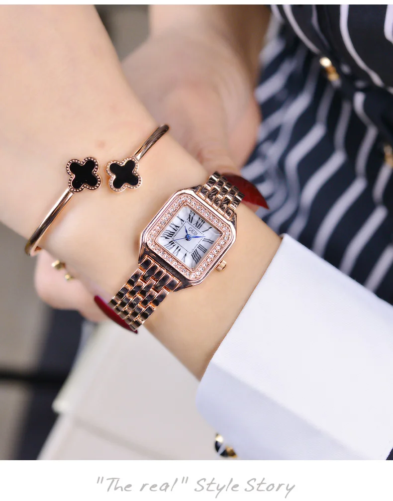 luxo aço inoxidável pulseira relógios senhoras vestido quartzo marca reloj mujer