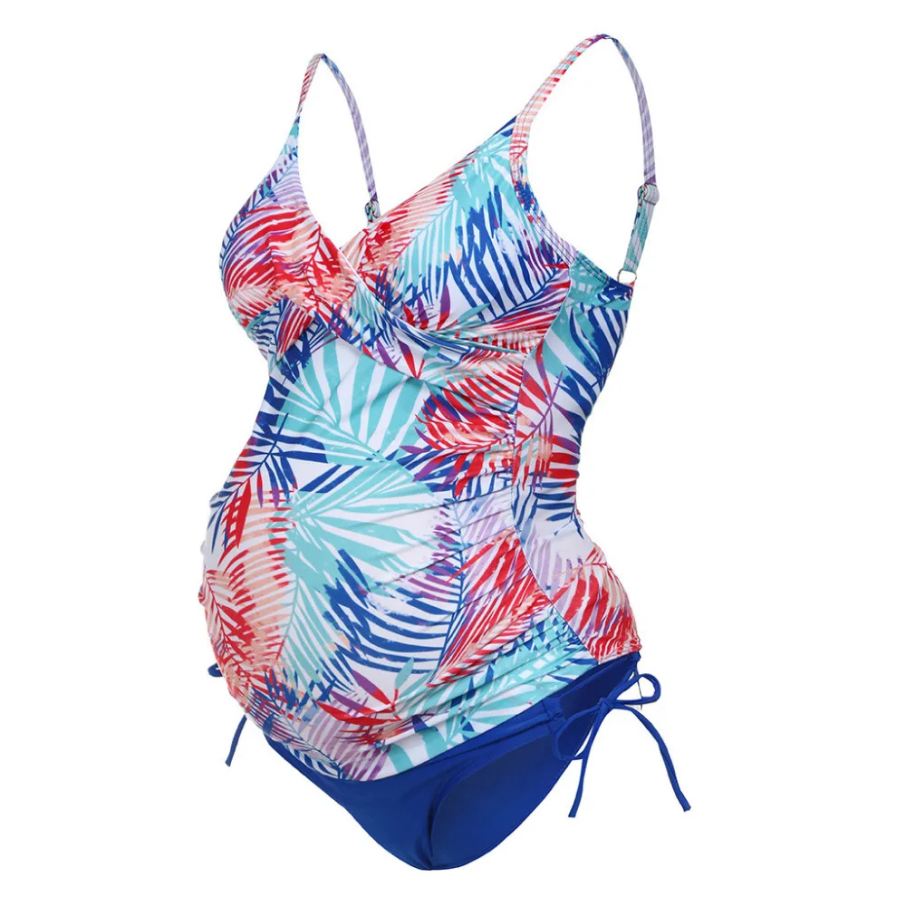Women Maternity Tube Top print Bikini Swimwear Swimsuit Bathing Suit