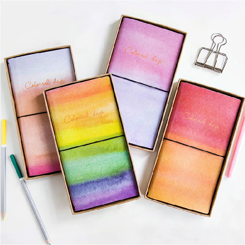 

Colorful Day PU Leather Cover Notebook Schedule Monthly Planner Organizer Kawaii Diary Notebook Composition Book Stationery