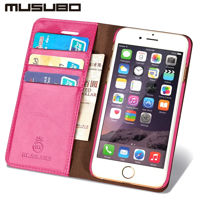 Musubo роскошный женский кошелек, кожаный чехол для телефона для iPhone Xs Max 7 6 6s Plus samsung Galaxy S10e+ S9 S7 Edge S8 Plus Note 8 - Цвет: Розовый