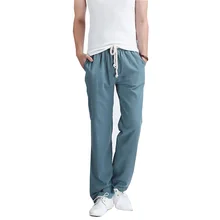 Новое поступление весна лето льняные мужские джоггеры сплошной цвет повседневные спортивные штаны плюс размер ayayg194