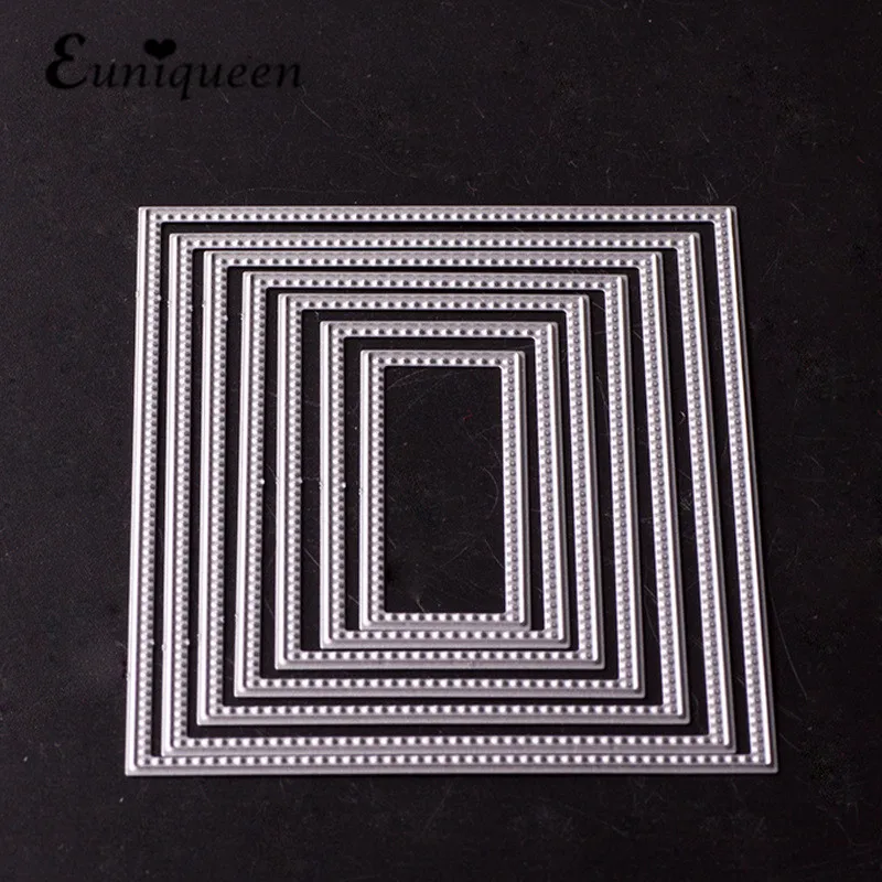 

7pcs/pack Metal Cutting Dies Craft Antique Hollow Rectangle Grid Embossing Cut Dies For Scrapbook Card Album Photo Decoration