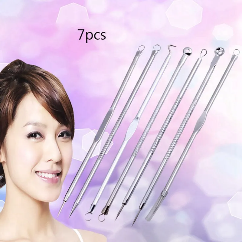 7Pcs Double Ended Acne Blackhead Remover Stainless Steel Acne Needle