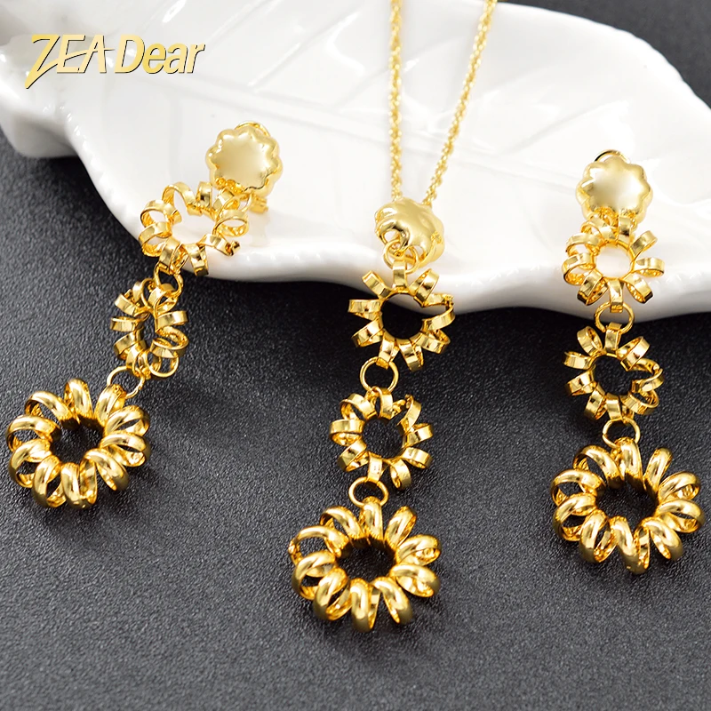 ZEA Dear Jewelry Богемия набор украшений для женщин серьги ожерелье кулон круглый