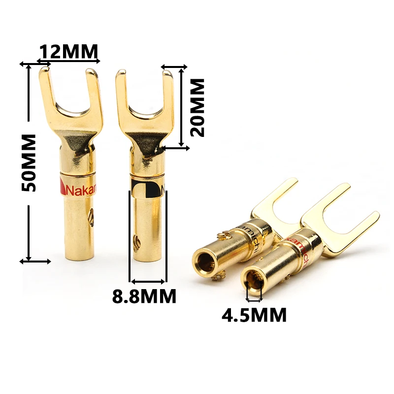 YT 12PCS Nakamichi Banana Plug Connectors Y Type Gold Plated Copper