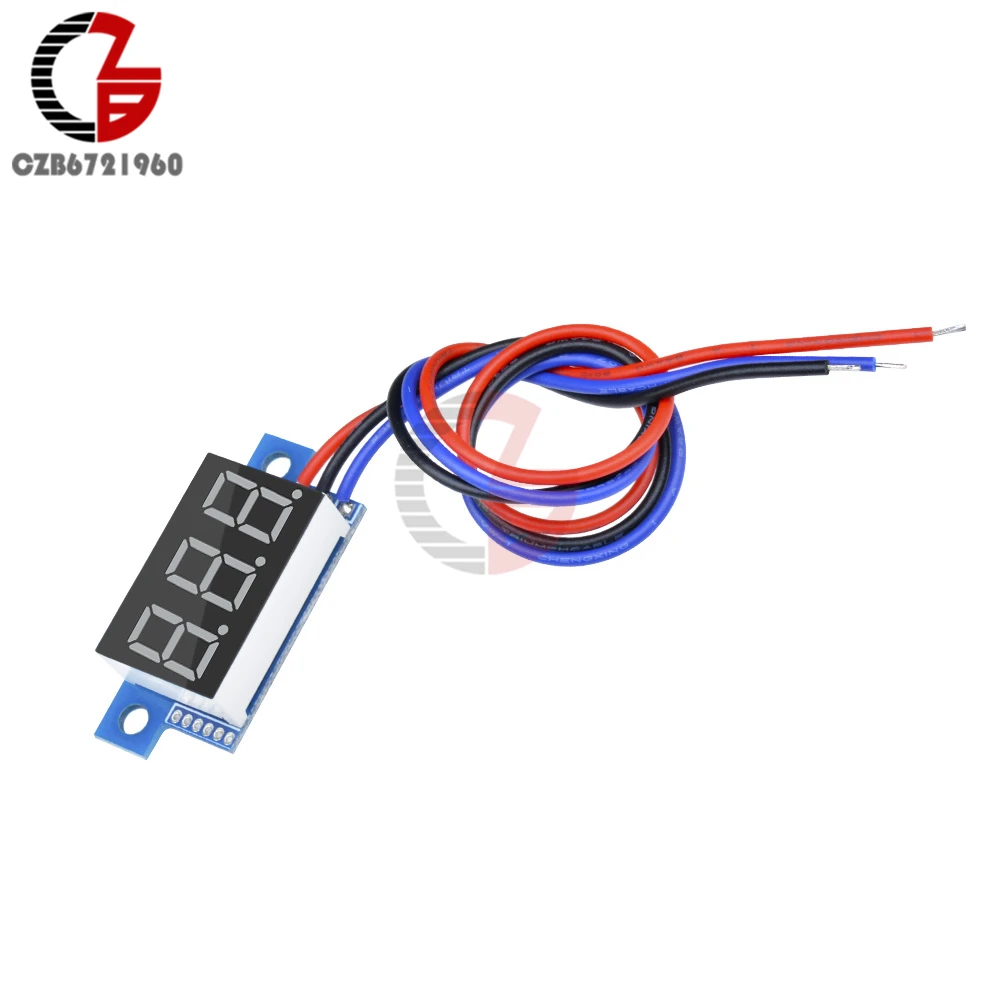 0,3" дюймовый светодиодный цифровой вольтметр 0-99,9 V 2/3 провода 3 знака автомобиля мотоцикла Напряжение метр 3,3 V 5V 12V 24V 48V Вольт тестер детектор